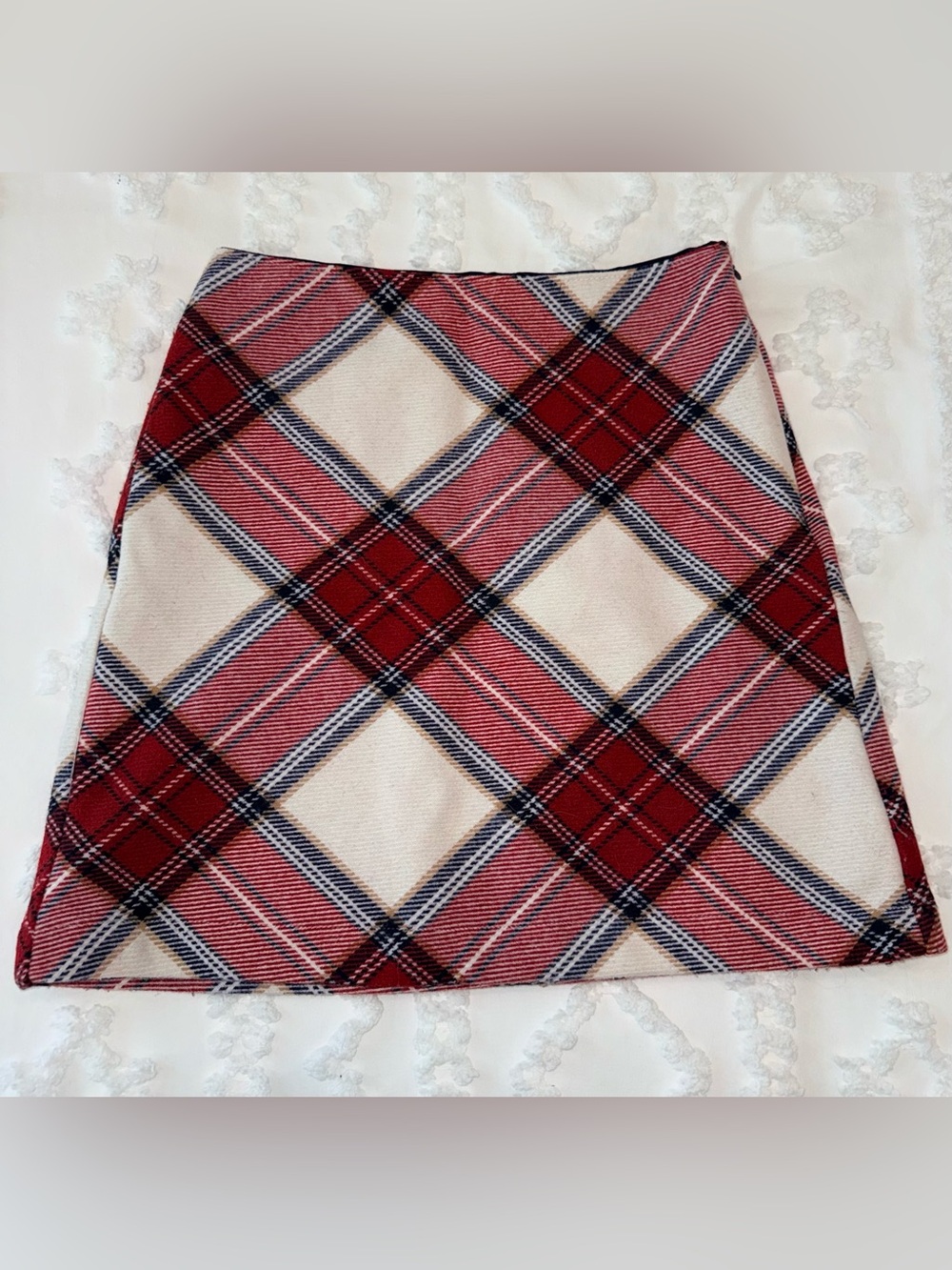 Abercrombie & Fitch Red and Cream Plaid Mini Skirt